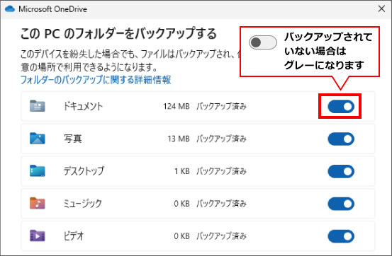 OneDrive自動バックアップの解除  ⑥